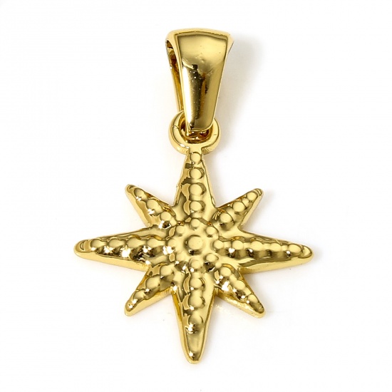 Bild von 1 Stück 304 Edelstahl Charm-Anhänger 18K Vergoldet Stern 23mm x 15mm