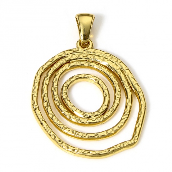 Picture of 1 Piece 304 Stainless Steel Pendants 18K Gold Color Irregular Spiral 3.4cm x 2.5cm
