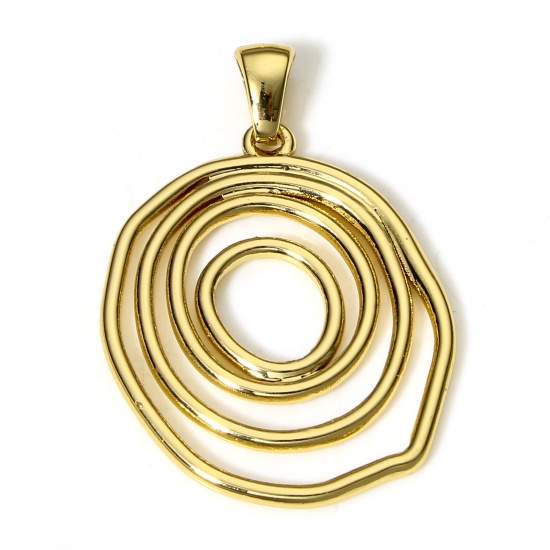 Picture of 1 Piece 304 Stainless Steel Pendants 18K Gold Color Irregular Spiral 3.4cm x 2.5cm