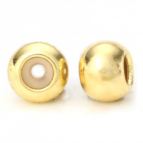 Picture of 10 PCs Brass Rubber Stopper Slider Adjustable Beads Round 3mm Dia.