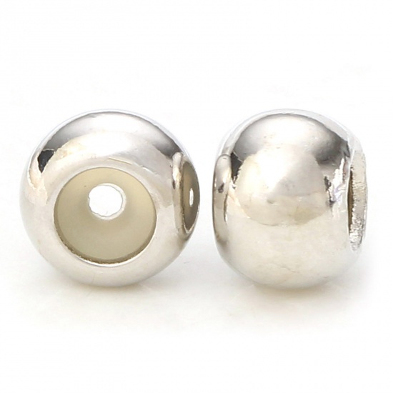 Picture of 10 PCs Brass Rubber Stopper Slider Adjustable Beads Round Platinum Plated 3mm Dia.