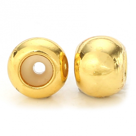 Picture of 10 PCs Brass Rubber Stopper Slider Adjustable Beads Round 18K Gold Plated 3mm Dia.