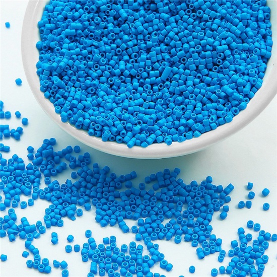 Picture of 10 Grams Glass Delica Seed Beads Round Bugle Dark Blue Opaque About 2mm Dia., Hole: Approx 0.8mm