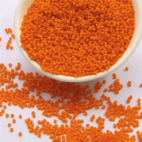 Picture of 10 Grams Glass Delica Seed Beads Round Bugle Orange-red Opaque About 2mm Dia., Hole: Approx 0.8mm