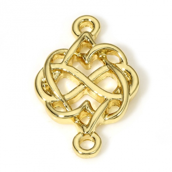 Picture of 1 Piece Brass Connectors Charms Pendants Infinity Symbol 18K Real Gold Plated Hollow 20mm x 13mm