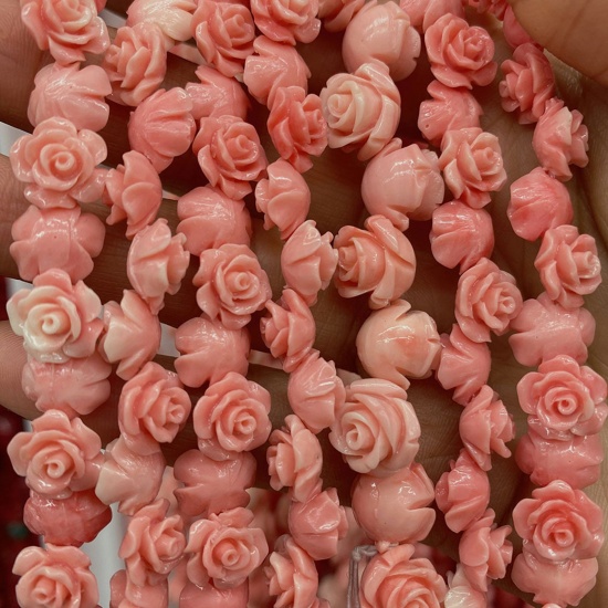 Immagine di 10 Pz Corallo ( Sintetico ) Perline per la Creazione di Gioielli con Ciondoli Fai-da-te Rosa Arancione Rossastro Come 12mm Dia.