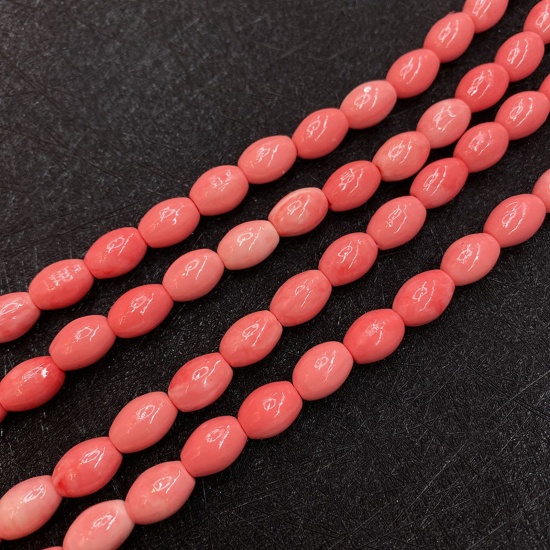 Immagine di 10 Pz Corallo ( Sintetico ) Perline per la Creazione di Gioielli con Ciondoli Fai-da-te Barile Arancione Rossastro Come 7mm x 10mm