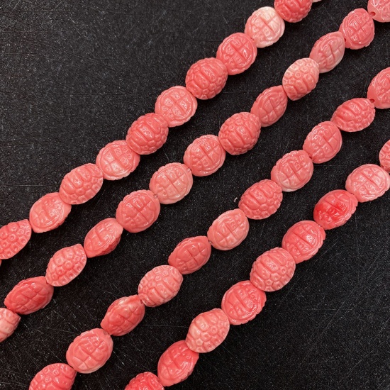 Immagine di 10 Pz Corallo ( Sintetico ) Perline per la Creazione di Gioielli con Ciondoli Fai-da-te Ovale Arancione Rossastro Come 10mm x 7mm