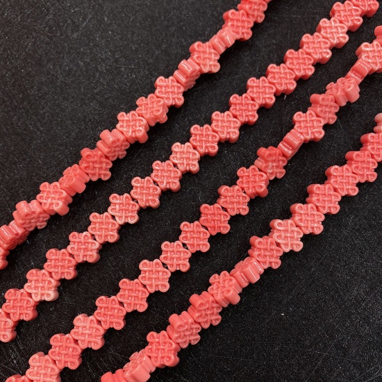 Immagine di 10 Pz Corallo ( Sintetico ) Perline per la Creazione di Gioielli con Ciondoli Fai-da-te Nodo Cinese Arancione Rossastro Come 10mm Dia.