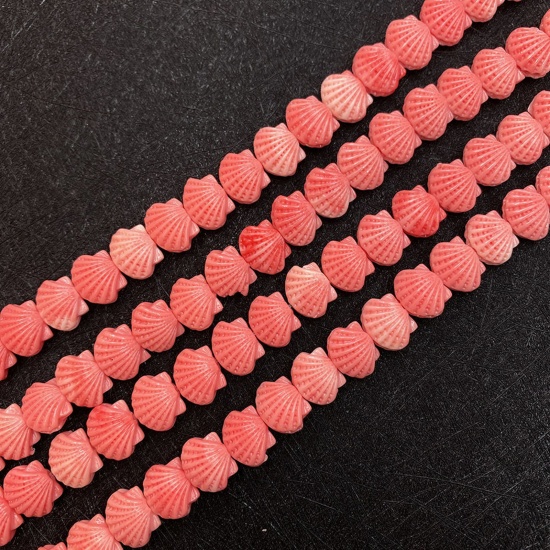 Immagine di 10 Pz Corallo ( Sintetico ) Perline per la Creazione di Gioielli con Ciondoli Fai-da-te pettini Arancione Rossastro Come 12mm Dia.
