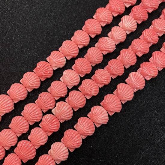 Immagine di 10 Pz Corallo ( Sintetico ) Perline per la Creazione di Gioielli con Ciondoli Fai-da-te pettini Arancione Rossastro Come 15mm Dia.