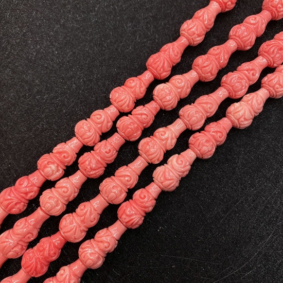 Immagine di 10 Pz Corallo ( Sintetico ) Perline per la Creazione di Gioielli con Ciondoli Fai-da-te Zucca Arancione Rossastro Come 18mm Dia.