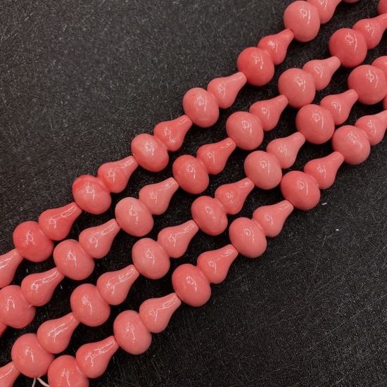 Immagine di 10 Pz Corallo ( Sintetico ) Perline per la Creazione di Gioielli con Ciondoli Fai-da-te Zucca Arancione Rossastro Come 12mm x 20mm