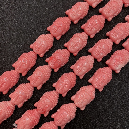 Immagine di 10 Pz Corallo ( Sintetico ) Perline per la Creazione di Gioielli con Ciondoli Fai-da-te Budda Arancione Rossastro Come 23mm Dia.