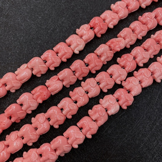 Immagine di 10 Pz Corallo ( Sintetico ) Perline per la Creazione di Gioielli con Ciondoli Fai-da-te Elefante Arancione Rossastro Come 11mm x 16mm