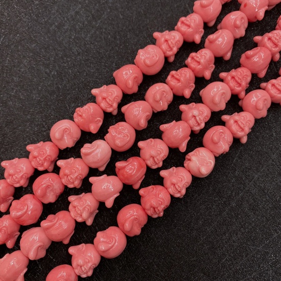 Immagine di 10 Pz Corallo ( Sintetico ) Perline per la Creazione di Gioielli con Ciondoli Fai-da-te Budda Arancione Rossastro Come 12mm Dia.