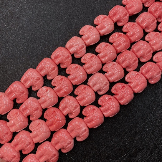 Immagine di 10 Pz Corallo ( Sintetico ) Perline per la Creazione di Gioielli con Ciondoli Fai-da-te Elefante Arancione Rossastro Come 17mm x 20mm
