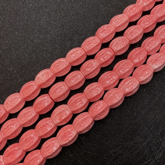 Immagine di 10 Pz Corallo ( Sintetico ) Perline per la Creazione di Gioielli con Ciondoli Fai-da-te Colonna Esagonale Arancione Rossastro Come 12mm x 13mm