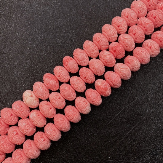 Immagine di 10 Pz Corallo ( Sintetico ) Perline per la Creazione di Gioielli con Ciondoli Fai-da-te Lanterna Arancione Rossastro Come 9mm x 14mm
