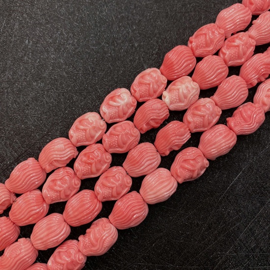 Immagine di 10 Pz Corallo ( Sintetico ) Perline per la Creazione di Gioielli con Ciondoli Fai-da-te Sirena Pesce Arancione Rossastro Come 18mm x 12mm