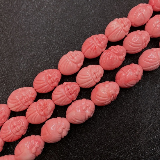 Immagine di 10 Pz Corallo ( Sintetico ) Perline per la Creazione di Gioielli con Ciondoli Fai-da-te Budda Arancione Rossastro Come 20mm Dia.