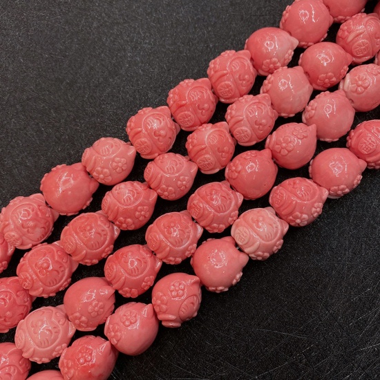 Immagine di 10 Pz Corallo ( Sintetico ) Perline per la Creazione di Gioielli con Ciondoli Fai-da-te Gatto Arancione Rossastro Come 18mm Dia.