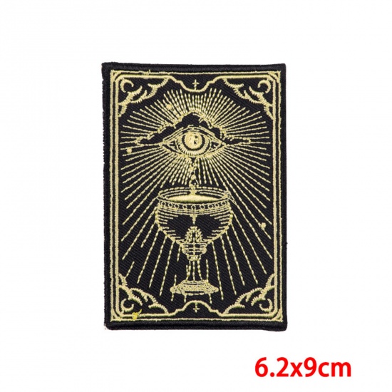 Изображение 1 Piece Polyester Tarot Iron On Patches Appliques (With Glue Back) DIY Sewing Craft Clothing Decoration Black Rectangle 9cm x 6.2cm