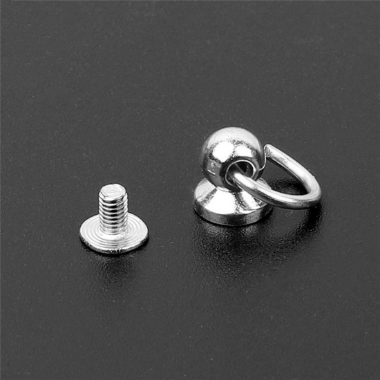 Immagine di 10 Sets Alloy DIY Bag Purse Accessories Round Head Rivet Studs with Pull Ring Buckle Assortment Kit for Diy Purse Wallet Phone Case Handbag Rivet Studs Keychain Silver Color Pacifier 15mm x 10mm