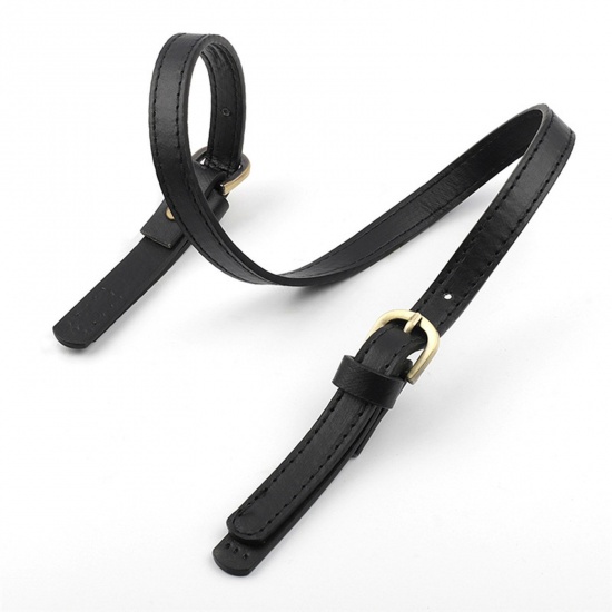 Picture of 2 PCs PU Handbags Purse Replacement Wrist Strap Black Adjustable 67cm - 71cm long