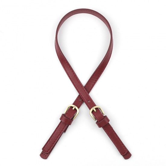 Immagine di 2 PCs PU Handbags Purse Replacement Wrist Strap Wine Red Adjustable Length 67-71cm