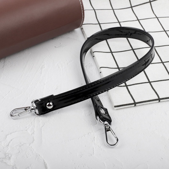 Immagine di 1 Piece PU Handbags Purse Replacement Wrist Strap Silver Color Black 43cm