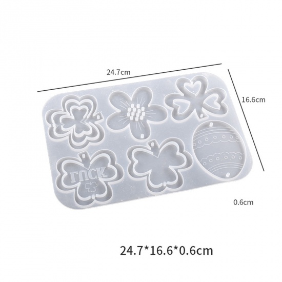 Immagine di 1 Pz Silicone Stampo in Resina per la Decorazione Domestica Fai-Da-Te Uovo di Pasqua Fiore Bianco 24.7cm x 16.5cm