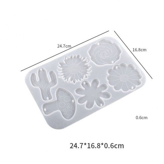 Immagine di 1 Pz Silicone Stampo in Resina per la Decorazione Domestica Fai-Da-Te Cactus Fungo Bianco 24.7cm x 16.5cm