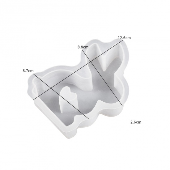 Immagine di 1 Piece Silicone Easter Day Resin Mold For Candle Soap DIY Making Rabbit Animal Heart White 12.6cm x 8.8cm