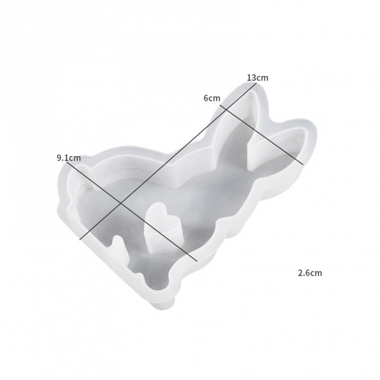 Immagine di 1 Pz Silicone Pasqua Stampo in Resina per la Produzione di Sapone per Candele Fai-Da-Te Coniglio Cuore Bianco 13cm x 9.1cm