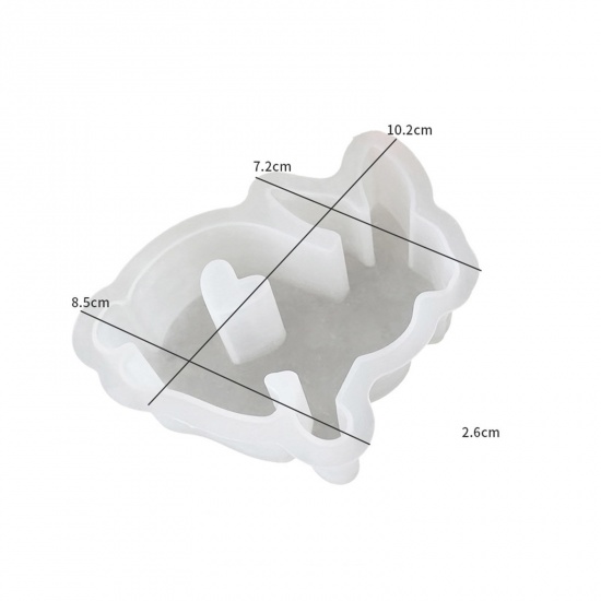 Immagine di 1 Pz Silicone Pasqua Stampo in Resina per la Produzione di Sapone per Candele Fai-Da-Te Coniglio Cuore Bianco 10.2cm x 8.5cm