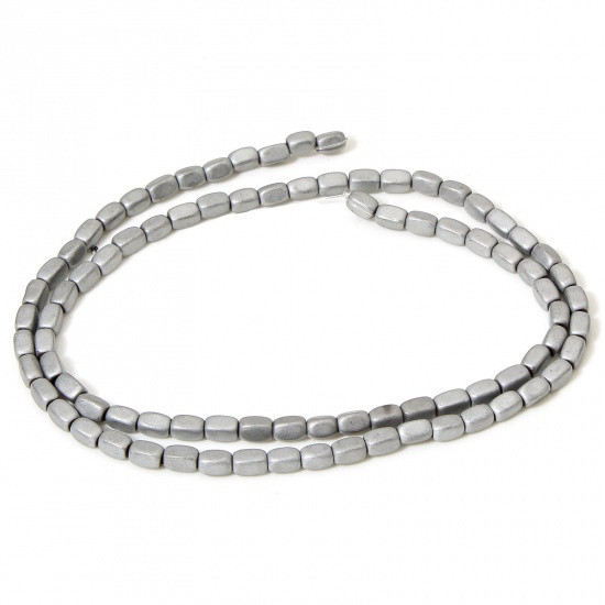 Image de 1 Enfilade (Env. 80 Pcs/Enfilade) Perles pour DIY Fabrication de Bijoux de Charme en Hématite （ Naturel ） Rectangle Cuboïde Gris 5mm x 3mm, Trou: env. 0.8mm, 40cm long