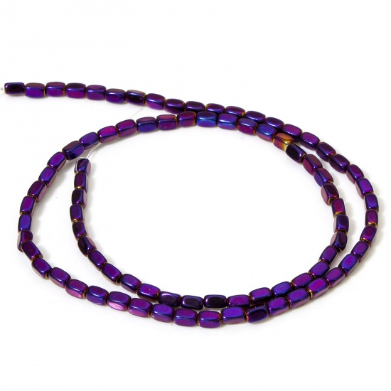 Image de 1 Enfilade (Env. 80 Pcs/Enfilade) Perles pour DIY Fabrication de Bijoux de Charme en Hématite （ Naturel ） Rectangle Cuboïde Violet 5mm x 3mm, Trou: env. 0.8mm, 40cm long