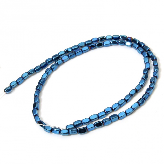Image de 1 Enfilade (Env. 80 Pcs/Enfilade) Perles pour DIY Fabrication de Bijoux de Charme en Hématite （ Naturel ） Rectangle Cuboïde Bleu 5mm x 3mm, Trou: env. 0.8mm, 40cm long