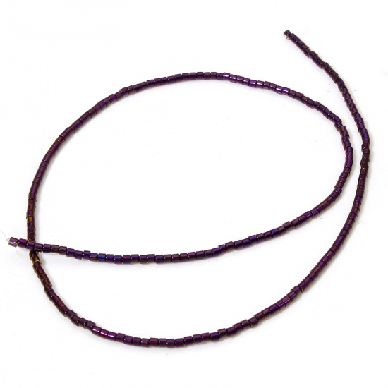 Immagine di 1 Filo (Corca 210 Pz/ Sfilza) Ematite ( Naturale ) Perline per la Creazione di Gioielli con Ciondoli Fai-da-te Cilindrico Colore Viola Come 2mm x 2mm, Foro:circa 0.6mm, 40cm L unghezza
