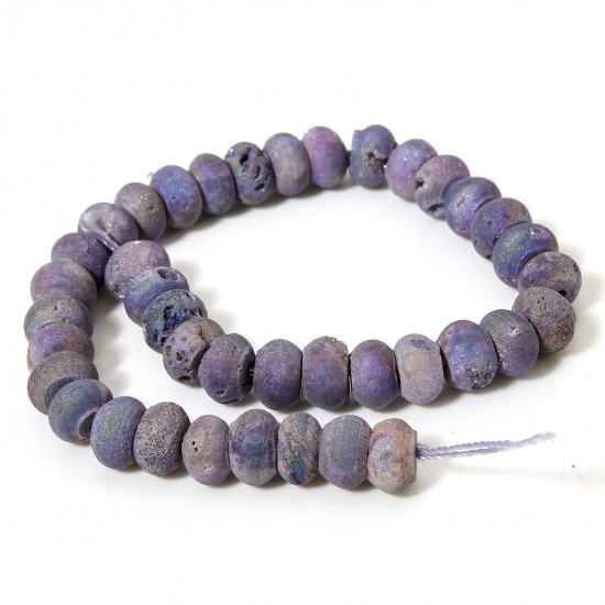 Picture of 1 Strand (Approx 39 PCs/Strand) (Grade A) Quartz Crystal ( Natural ) Loose Beads For DIY Charm Jewelry Making Abacus Purple About 8mm Dia., Hole: Approx 1mm, 20cm(7 7/8") long