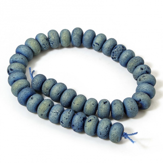 Picture of 1 Strand (Approx 39 PCs/Strand) (Grade A) Quartz Crystal ( Natural ) Loose Beads For DIY Charm Jewelry Making Abacus Blue About 8mm Dia., Hole: Approx 1mm, 20cm(7 7/8") long