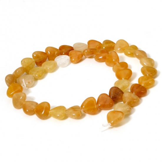 Picture of 1 Strand (Approx 36 PCs/Strand) (Grade A) Sunstone ( Natural ) Loose Beads For DIY Jewelry Making Heart Orange About 11mm x 10mm, Hole: Approx 1mm, 37cm(14 5/8") long