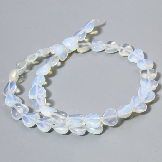 Immagine di 1 Filo (Circa 36 Pz/Treccia) (Grado A) Opale ( Naturale ) Perline per la Creazione di Gioielli con Ciondoli Fai-da-te Trasparente Cuore 11mm x 10mm, Foro: Circa 1mm, 37cm Lunghezza