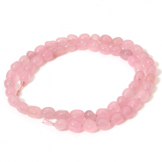 Picture of 1 Strand (Approx 54 PCs/Strand) (Grade A) Jade ( Natural Dyed ) Beads For DIY Charm Jewelry Making Oval Light Pink Faceted About 7mm x 5mm, Hole: Approx 0.6mm, 37cm(14 5/8") long