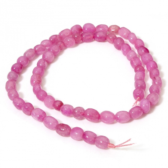 Picture of 1 Strand (Approx 54 PCs/Strand) (Grade A) Jade ( Natural Dyed ) Beads For DIY Charm Jewelry Making Oval Pale Lilac Faceted About 7mm x 5mm, Hole: Approx 0.6mm, 37cm(14 5/8") long