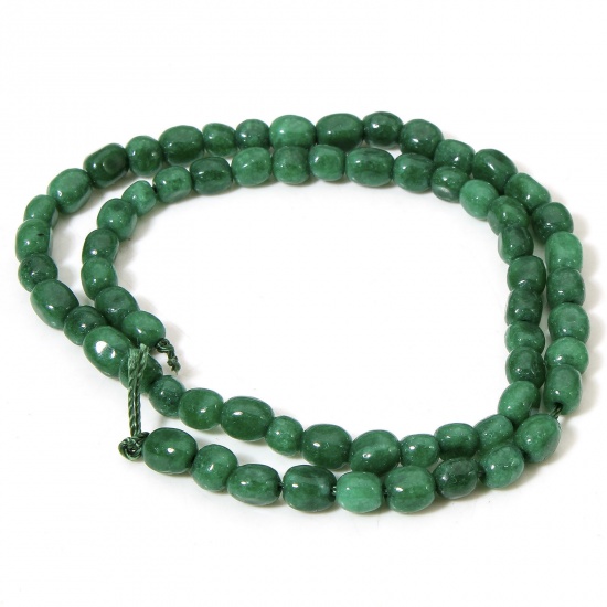 Picture of 1 Strand (Approx 54 PCs/Strand) (Grade A) Jade ( Natural Dyed ) Beads For DIY Charm Jewelry Making Oval Green Faceted About 7mm x 5mm, Hole: Approx 0.6mm, 37cm(14 5/8") long