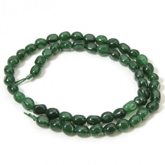 Picture of 1 Strand (Approx 54 PCs/Strand) (Grade A) Jade ( Natural Dyed ) Beads For DIY Charm Jewelry Making Oval Dark Green Faceted About 7mm x 5mm, Hole: Approx 0.6mm, 37cm(14 5/8") long