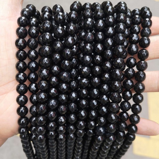 Immagine di 1 Filo ( 90 Pz / grammo) (Grado 7A) Agata ( Naturale ) Perline per la Creazione di Gioielli con Ciondoli Fai-da-te Tondo Nero Sezione 4mm Dia