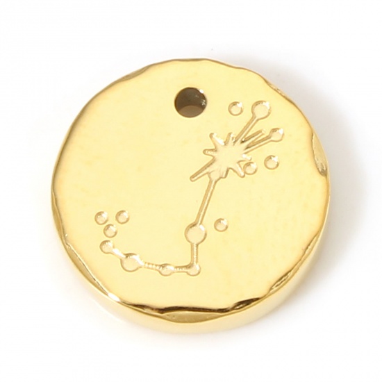 Bild von 1 Stück Umweltfreundliche Vakuumbeschichtung 304 Edelstahl Stilvoll Charms Rund Vergoldet Sternbild Skorpion 10mm x 10mm